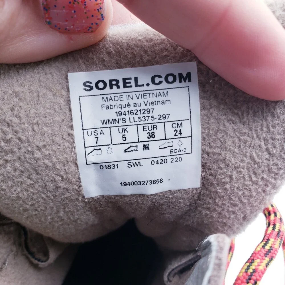 Sorel Lennox street Lace Up Winter‎ Hiking Boots  Waterproof Women's Size 7
